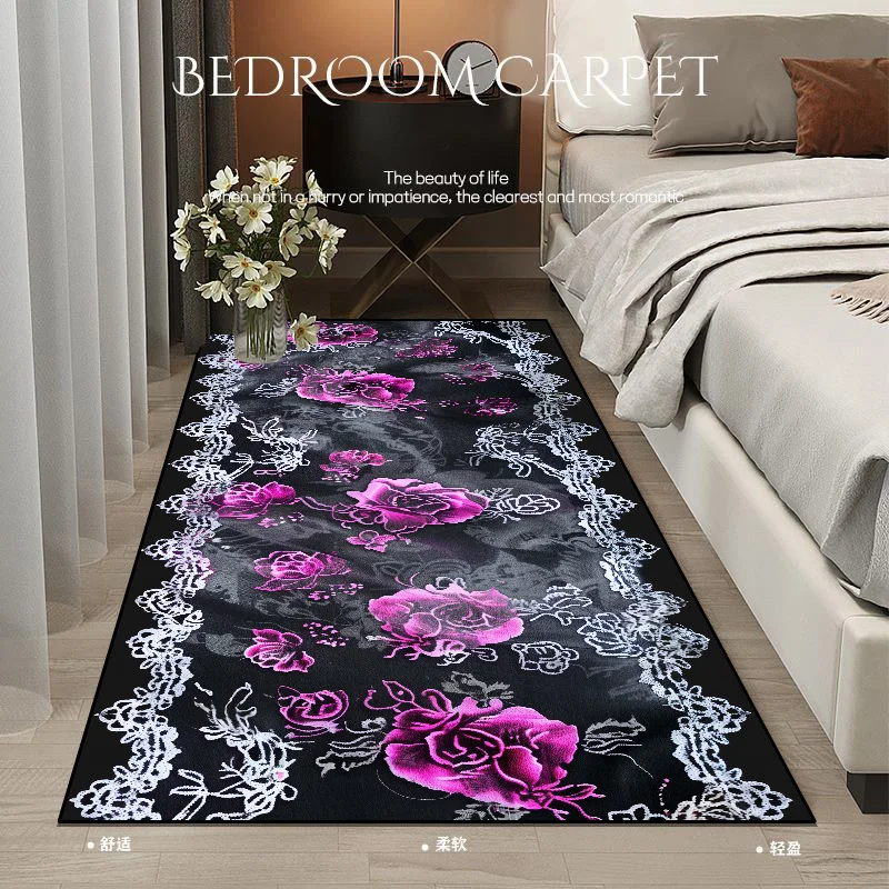 Bedroom Bedside Soft Carpets Flower Decoration Home Rug Living Room Corridor Floor Mat Anti Slip Modern Room Cloakroom Foot Mats