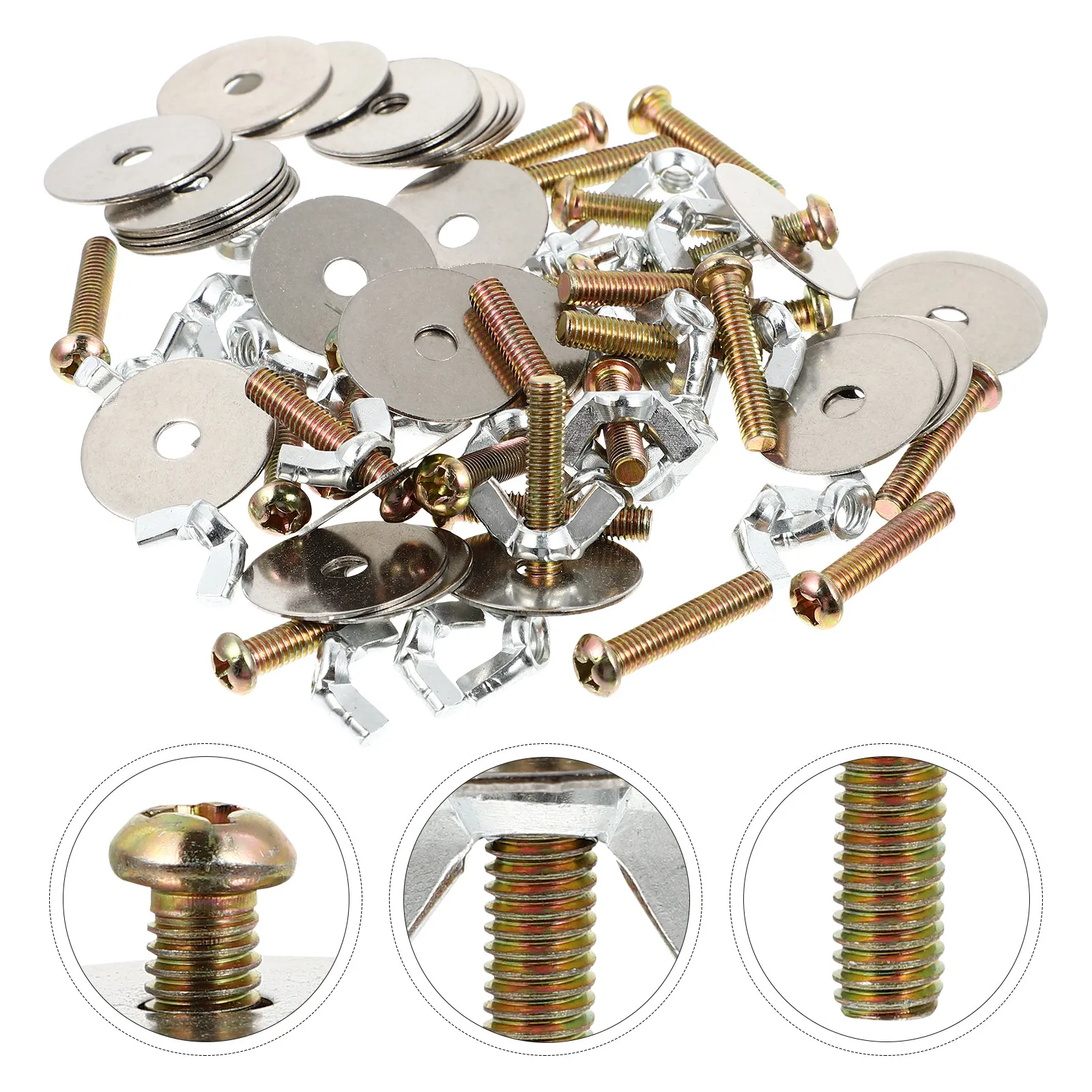 30Sets Wing Nuts Kit Wear-Resistant Metal Screws Flat Washers for Bird Nest Breeding Box Fittings Nest Fixing Supplies