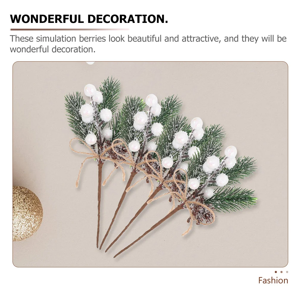 

12pcs Artificial Berry Branches Pine Decor For Christmas Tree Wreath Picks Diy Photo Props Holiday Crafts Party Supplies