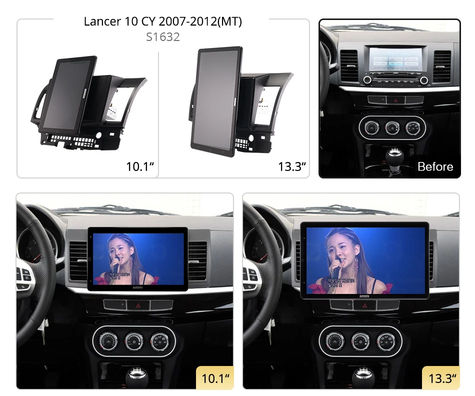 13.3 Inch Ownice Android 12 Car Radio 360 Panorama for Mitsubishi Lancer 10 CY 2007 - 2012 Auto Audio SPDIF Rotatable 4G LTE