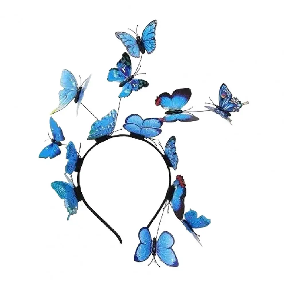 Hair Hoop Exaggerated Butterflies Decor Headband for Party Wedding Bohemian Hair Band Hoops Women Performance Headpiece Resin