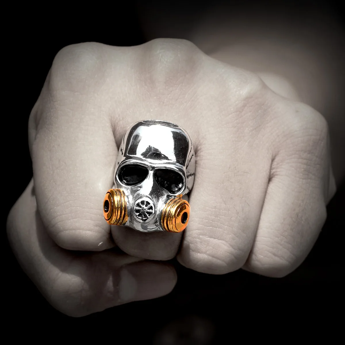 Stainless Steel Men Rings Punk Gothic Amulet Medical Gas Mask Ph.D Chemistry Doctor for Male Boy Jewelry Creativity Gift