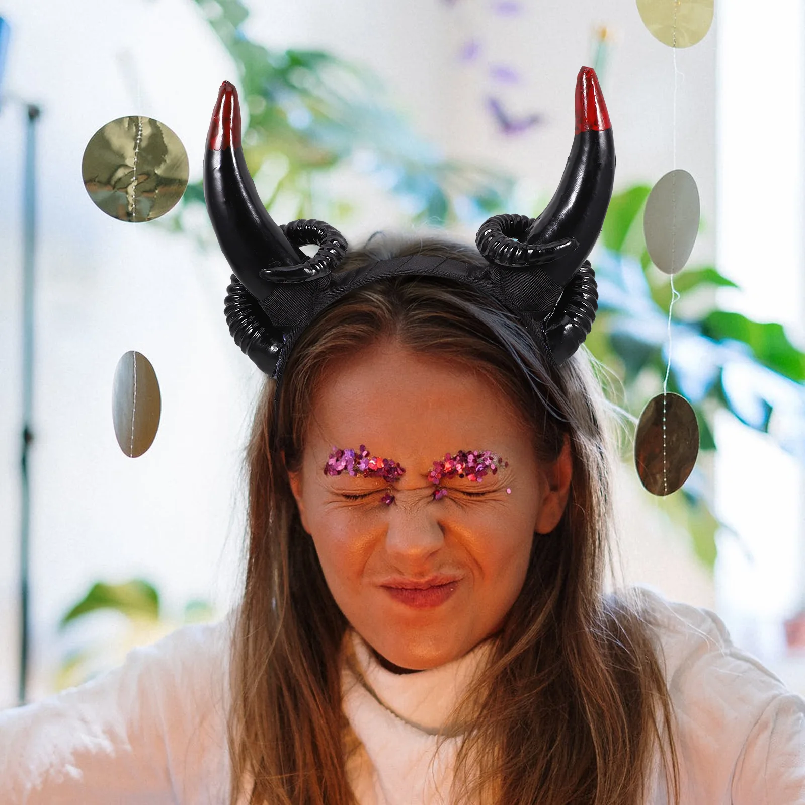 

Halloween Headband Women Men Animal Costume Party Hair Decoration Cosplay Horns Hairband Festival Photo Prop Sheep