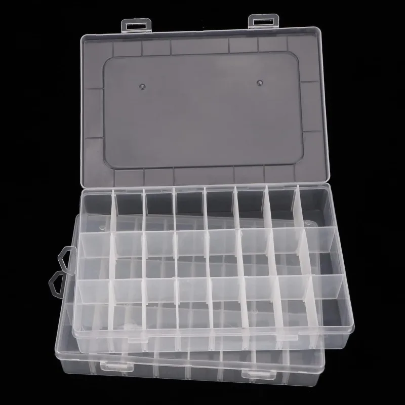 1PC Random 10/24 Slots Cell Portable Jewelry Tool Storage Box Container Ring Electronic Parts Screw Beads Organizer Plastic Case