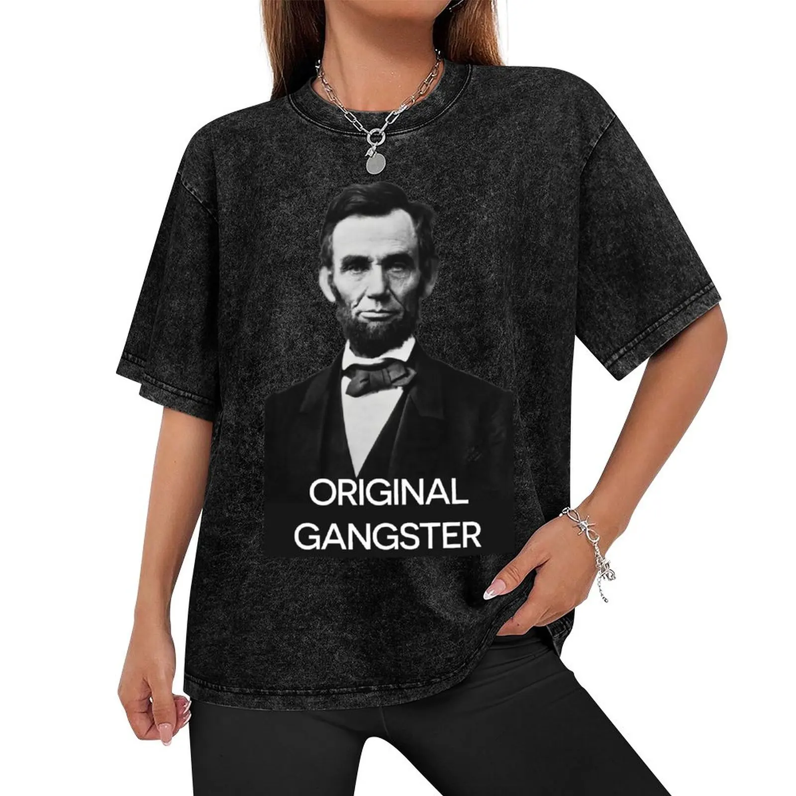 Abraham Lincoln Orignal Gangster T-Shirt rapper graphic tees vintage clothes mens workout shirts