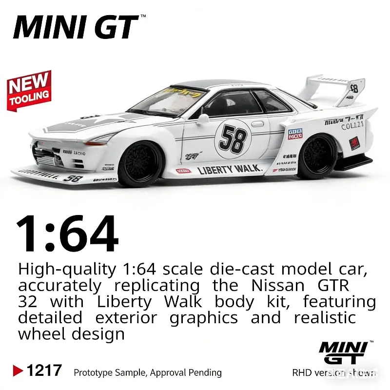 

MINI GT 1:64 #1217 Nissan GTR 32 Simulation Alloy Car Model, Boys' Holiday Gift Toy, Adult Collection Decoration Piece.