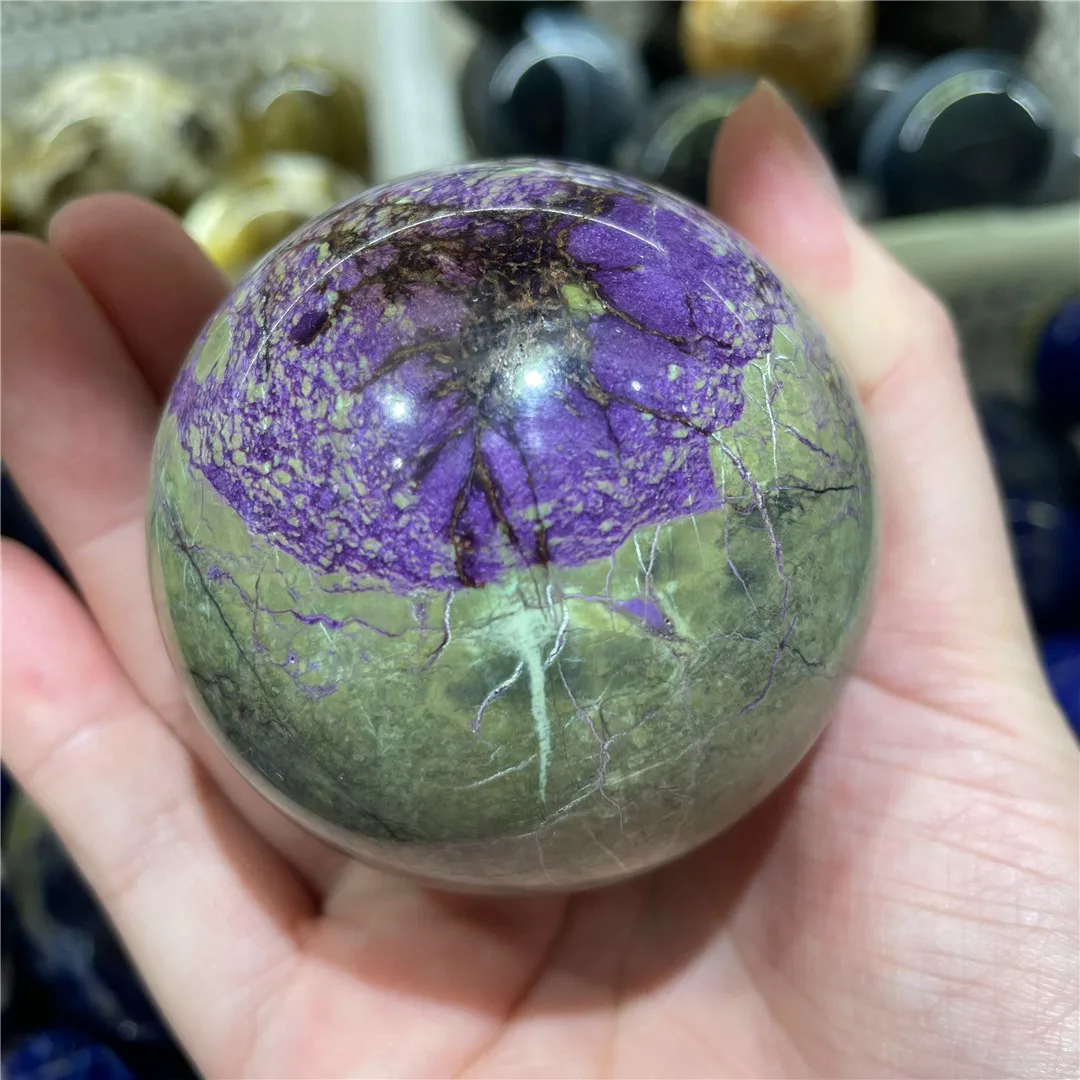 New Product Atlantis Gemstone Beautiful Purple Green Aesthetic Natural Ball Szaboite Rock Collectibles Spiritual Energy Stone