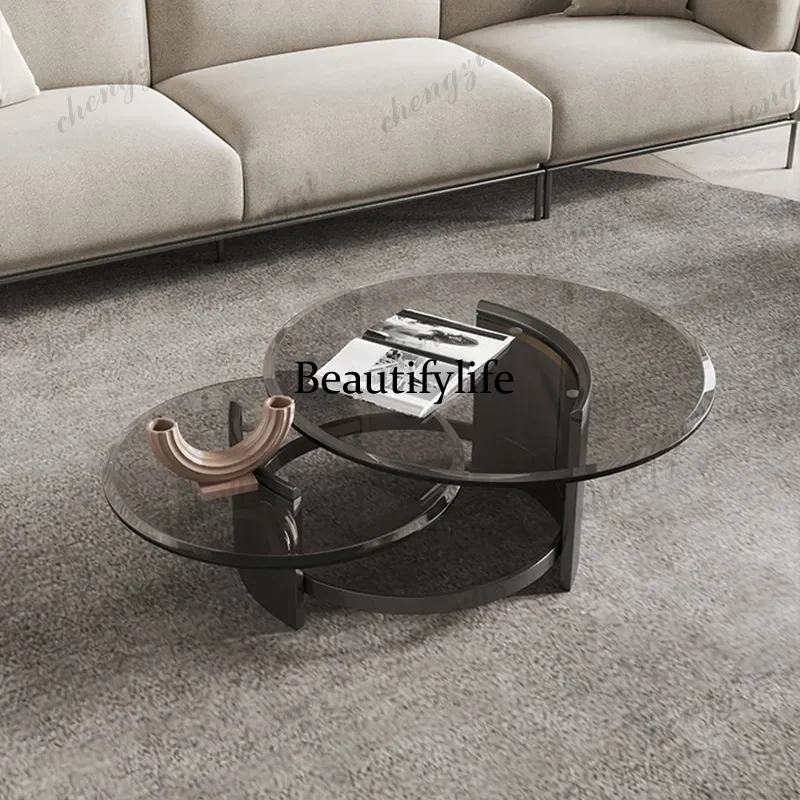 Factory Direct Italian Light Luxury Rock Slab Coffee Table Modern Minimalist Living Room Round Tea Table