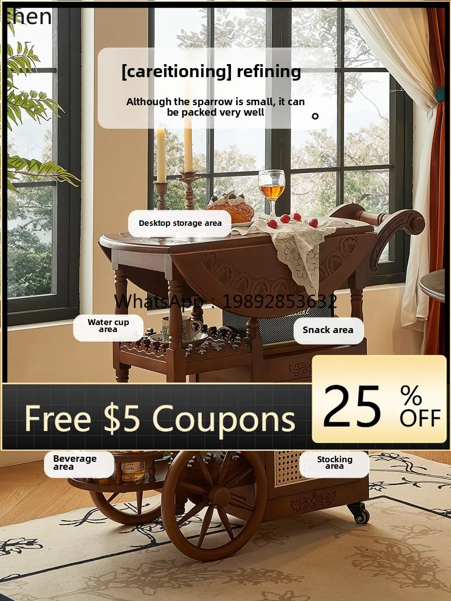 

medieval style removable small side table retro cart coffee table folding tea table dining car home