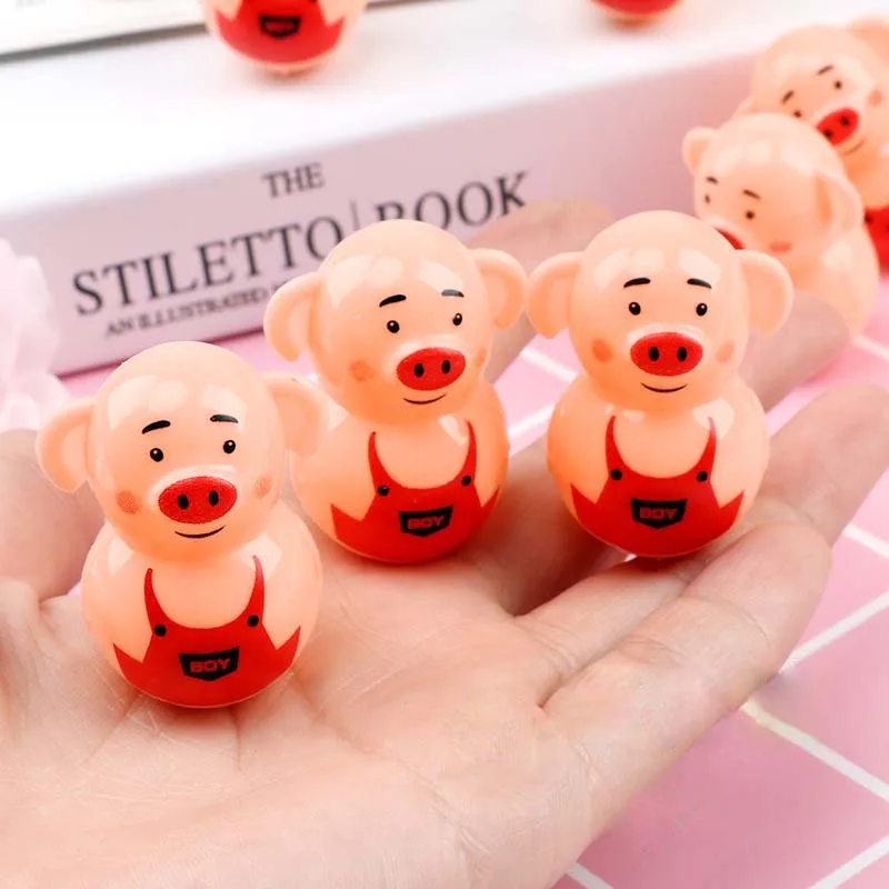 Children Puzzle Toys Pig Tumbler Toys Creative Mini Pig Tumbler Toys Traditional Casual Nostalgic Toys Children's Birthday Gifts