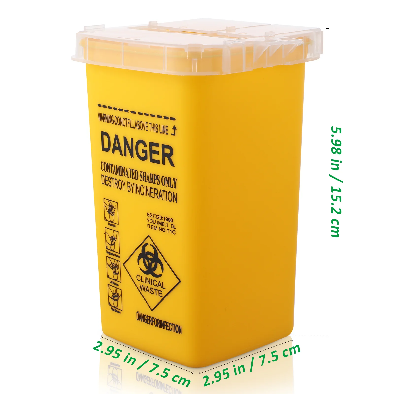 صندوق الأدوات الحادة الصفراء، حاوية التخلص من الإبر، متينة وآمنة للمستشفى والسفر المنزلي، تستخدم مستلزمات حاوية الأدوات الحادة الصغيرة المحمولة