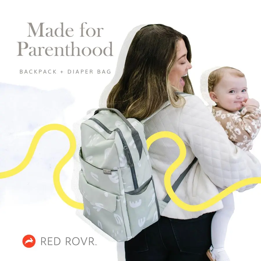 ROVR Roo Lightweight 1 LB Diaper Bag Backpack 11 organizational pockets Durable amp WaterResistant Charcoal Doodle