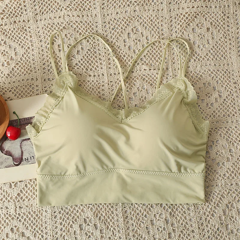 Rin Confa Women Lace Bras Come Wrapped Chest Render More Students Female Beauty BackLace Stitching Color Underwear Top Women