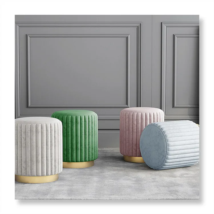 Floor Foot Stools Velvet Ottomans and Pouf Square Stool Ottoman Velour Design antique living room chairs