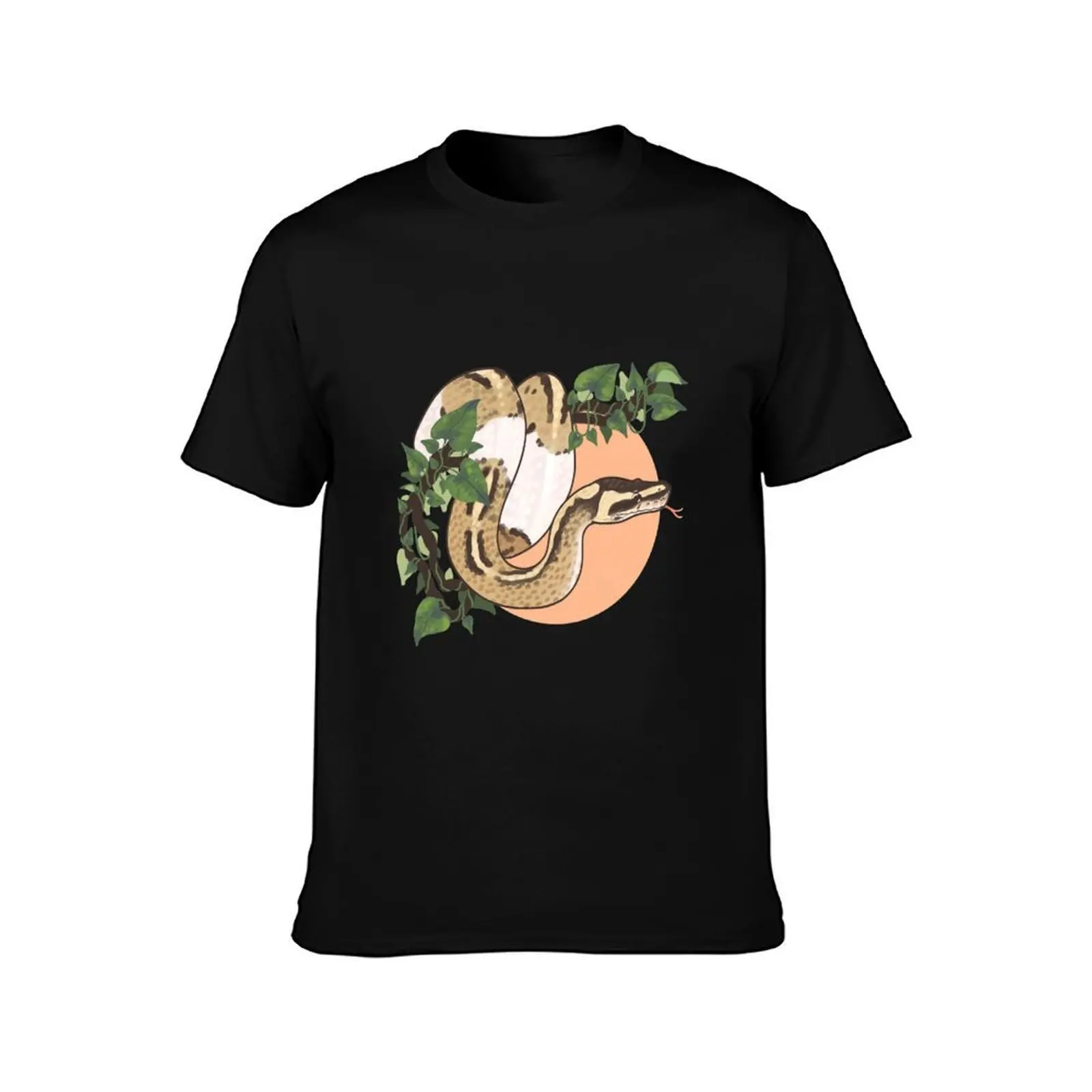 Ball Python on a Vine T-Shirt, Summer Casual Cotton Tee, Oversized Streetwear Tops, Vintage Graphic Print, Unisex Men Women