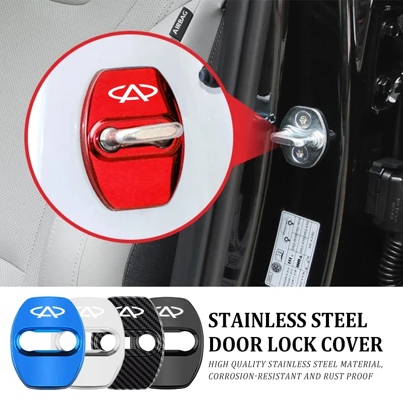 4pcs Stainless Steel Car Door Lock Cover Protective Covers Accessories For Chery Fulwin QQ TIGGO 2 3 4 5 7 Pro 8 3X A1 QQ Easta
