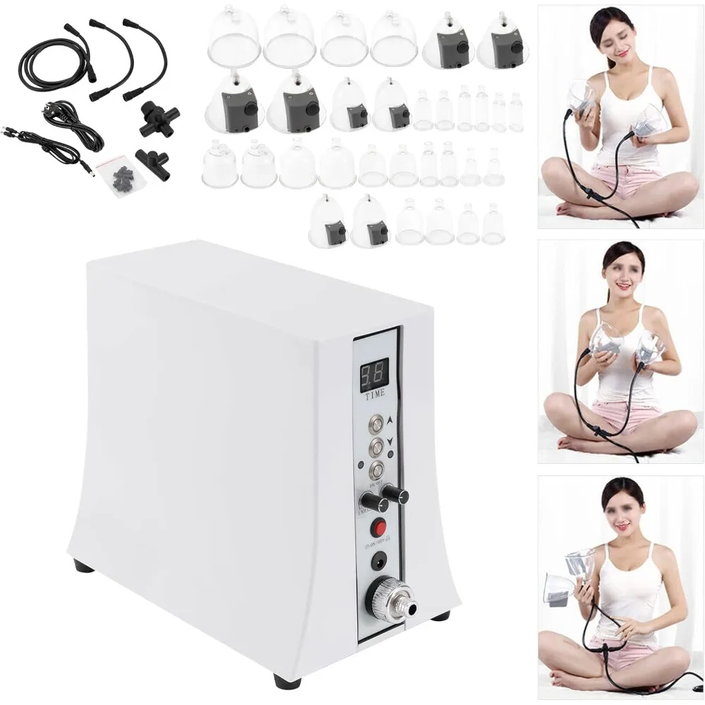 Appareil de thérapie sous vide avec 32 tasses, fonction de synchronisation de levage des fesses pour toutes les parties du corps, pour les salons de massage à domicile, centres de bien-être