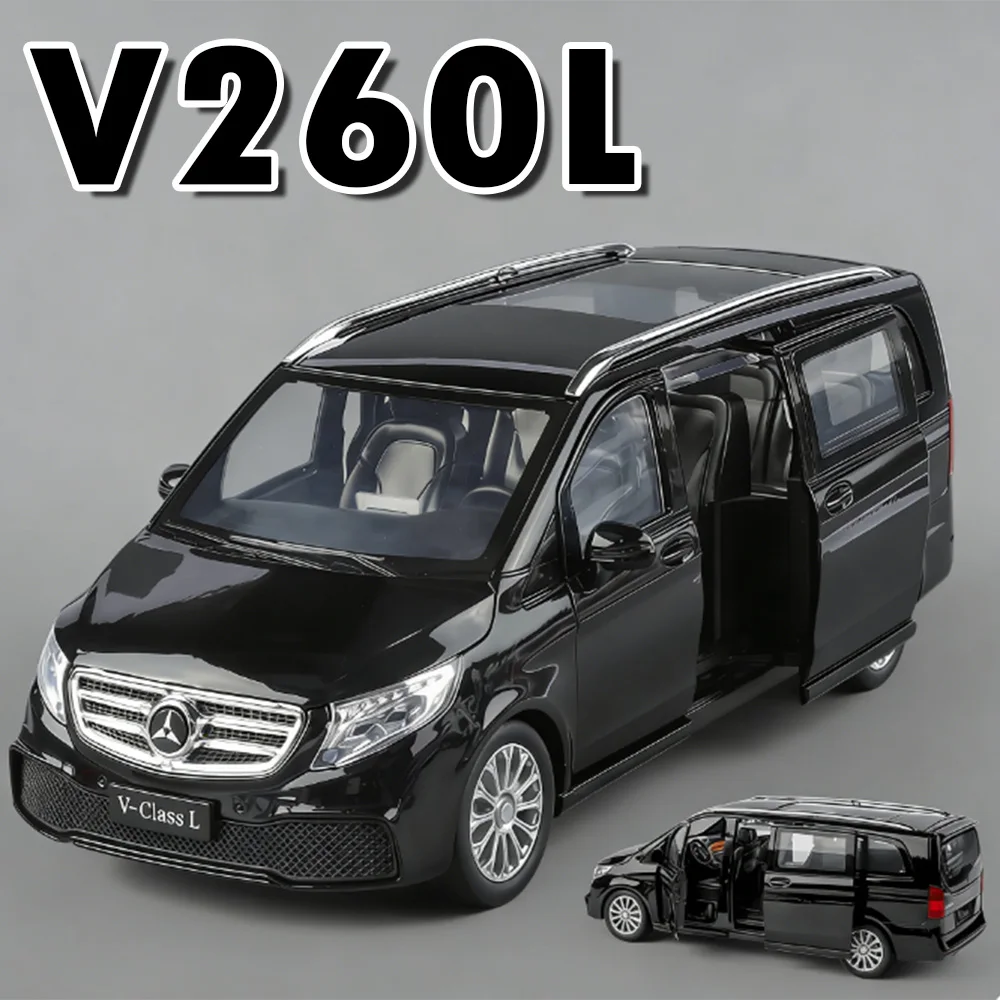 รถโมเดลไดแคสต์ Denza D9 อัลลอยด์ รุ่น 1:24 V260L รถธุรกิจ ของเล่นเด็ก ประตูเปิดได้ มีเสียง มีไฟ รถแบบดึงหลัง ของขวัญวันเกิดสำหรับเด็ก