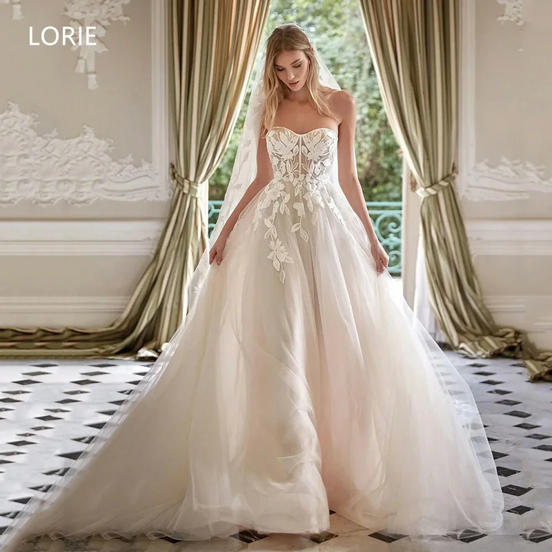 

LORIE Lace Applique A-line Boho Wedding Dresses Without Veil Sleeveless Bridal Gown Backless Wedding Gowns Customized 2025