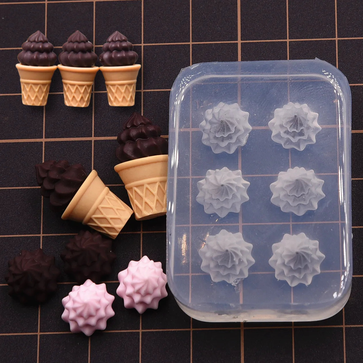 Mini Polymer Clay Ice Cream Silicone Mold Doll House Dessert DIY molds view 3