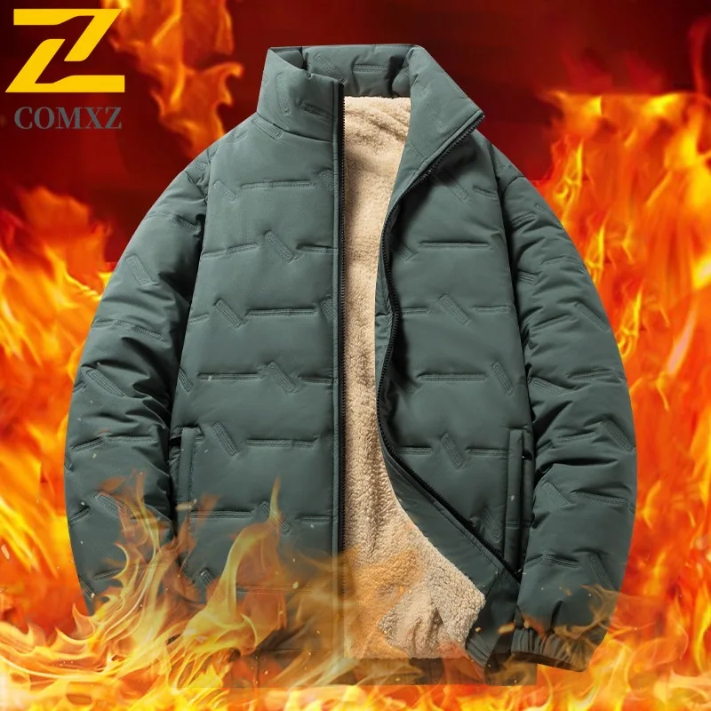 

COMXZ Мужская зимняя куртка премиум-класса в корейском стиле, легкое пальто с воротником-стойкой, дорожная ветровка с защитой от холода