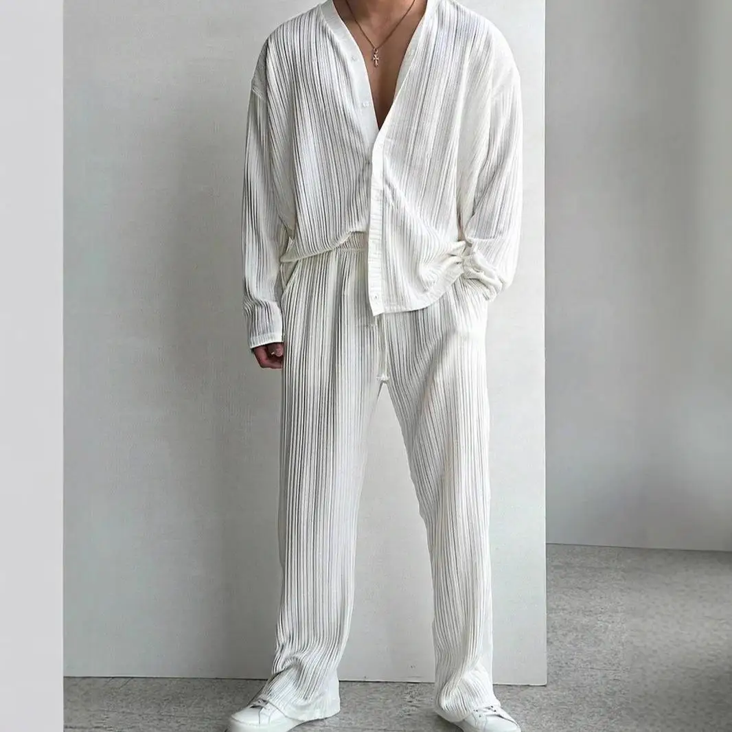 

Мужской повседневный спортивный костюм: рубашка с длинным рукавом и шорты, стильный мужской комплект для осеннего сезона, без бренда, без зарегистрированной торговой марки