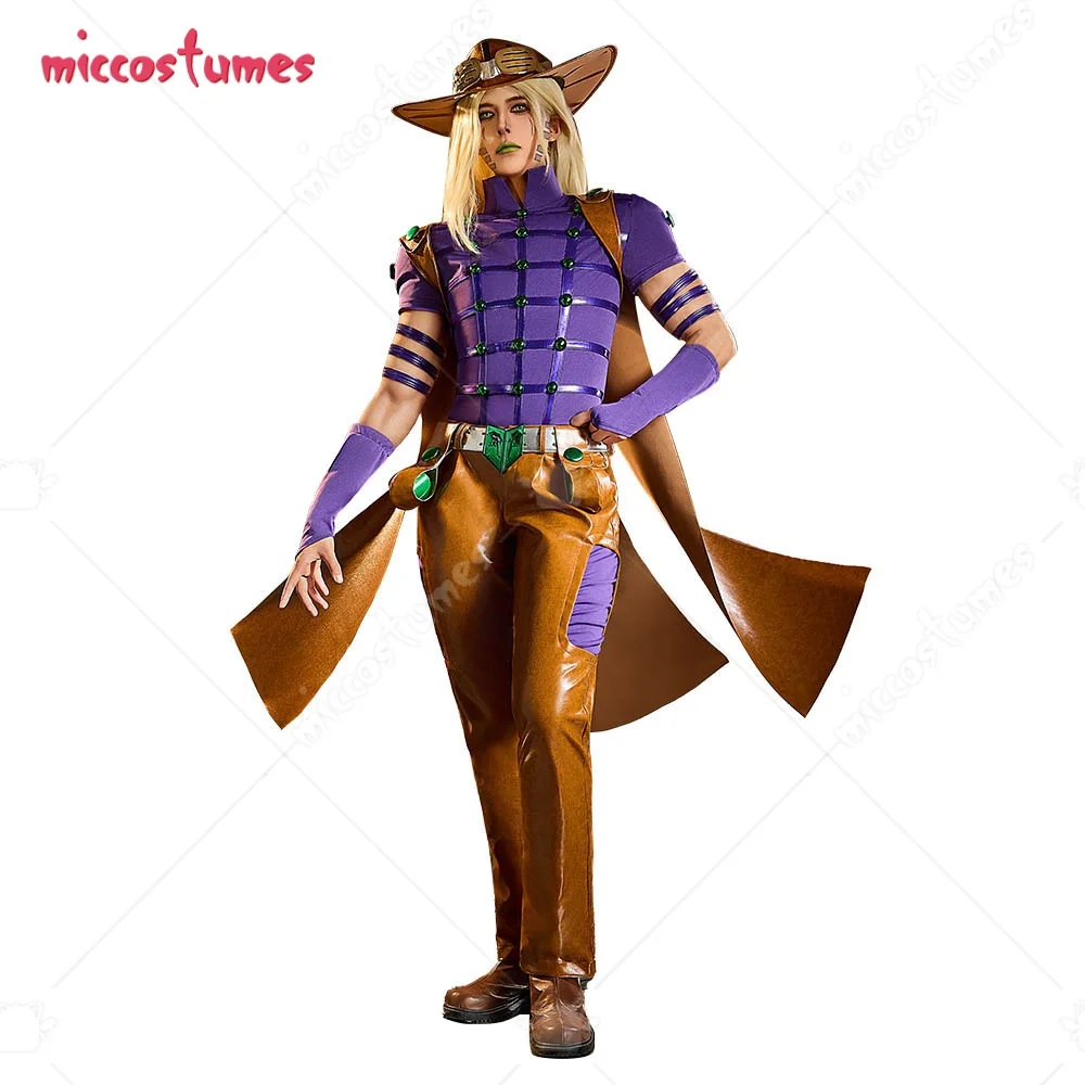 【Versandfertig】Miccostumes Premium Edition JJBA Anime Lila Cosplay-Kostüm Komplettset mit Umhang und Hut