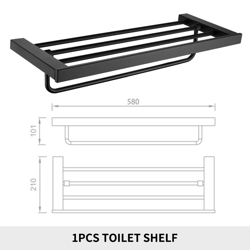 

High Quailty Matte Black Stainless Steel Bathroom Towel Rack Towel Shelf Bath Accessories