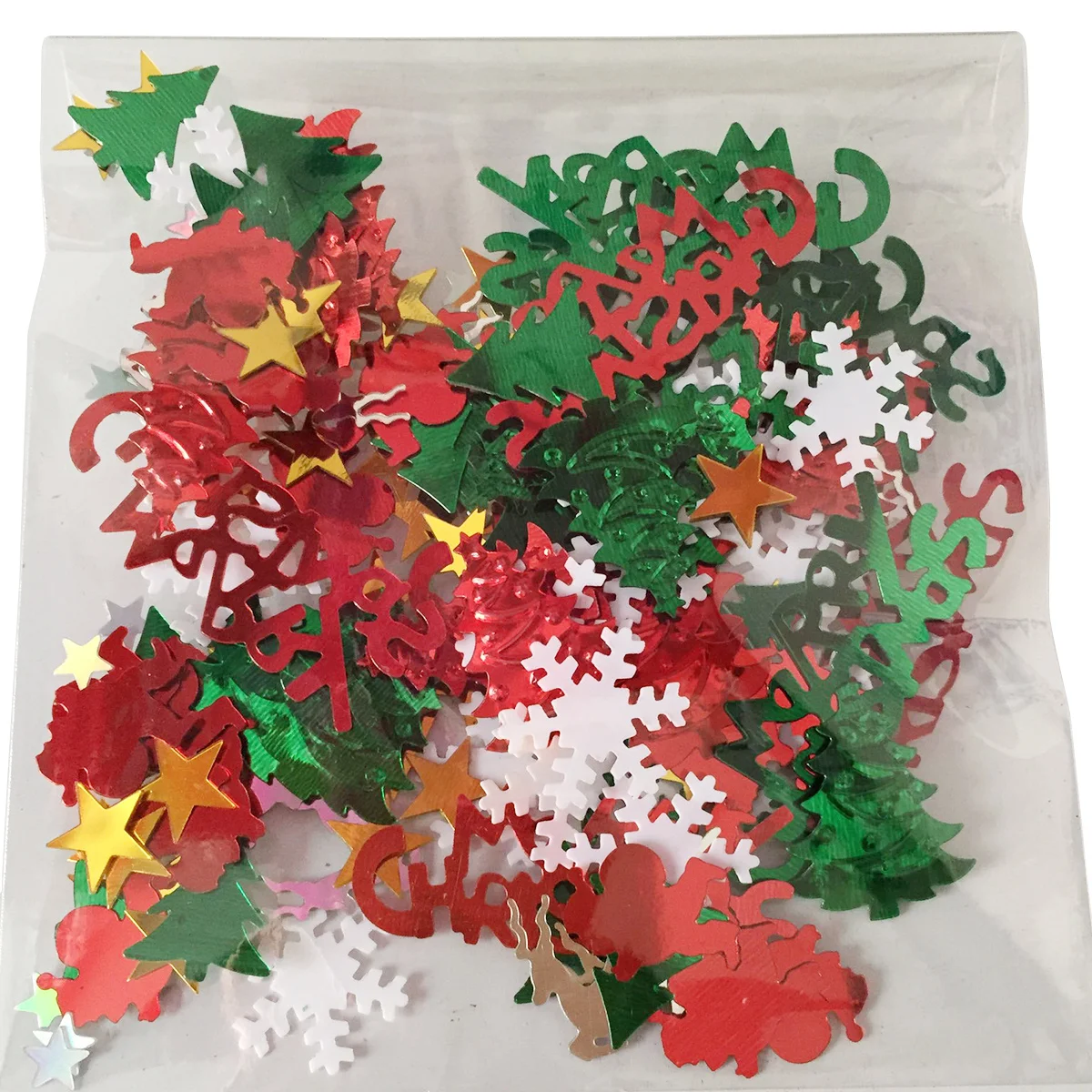 

jojofuny Christmas Confetti Xmas Sequins Festive Table Decor Santa Trees Stars Snowflakes Merry
