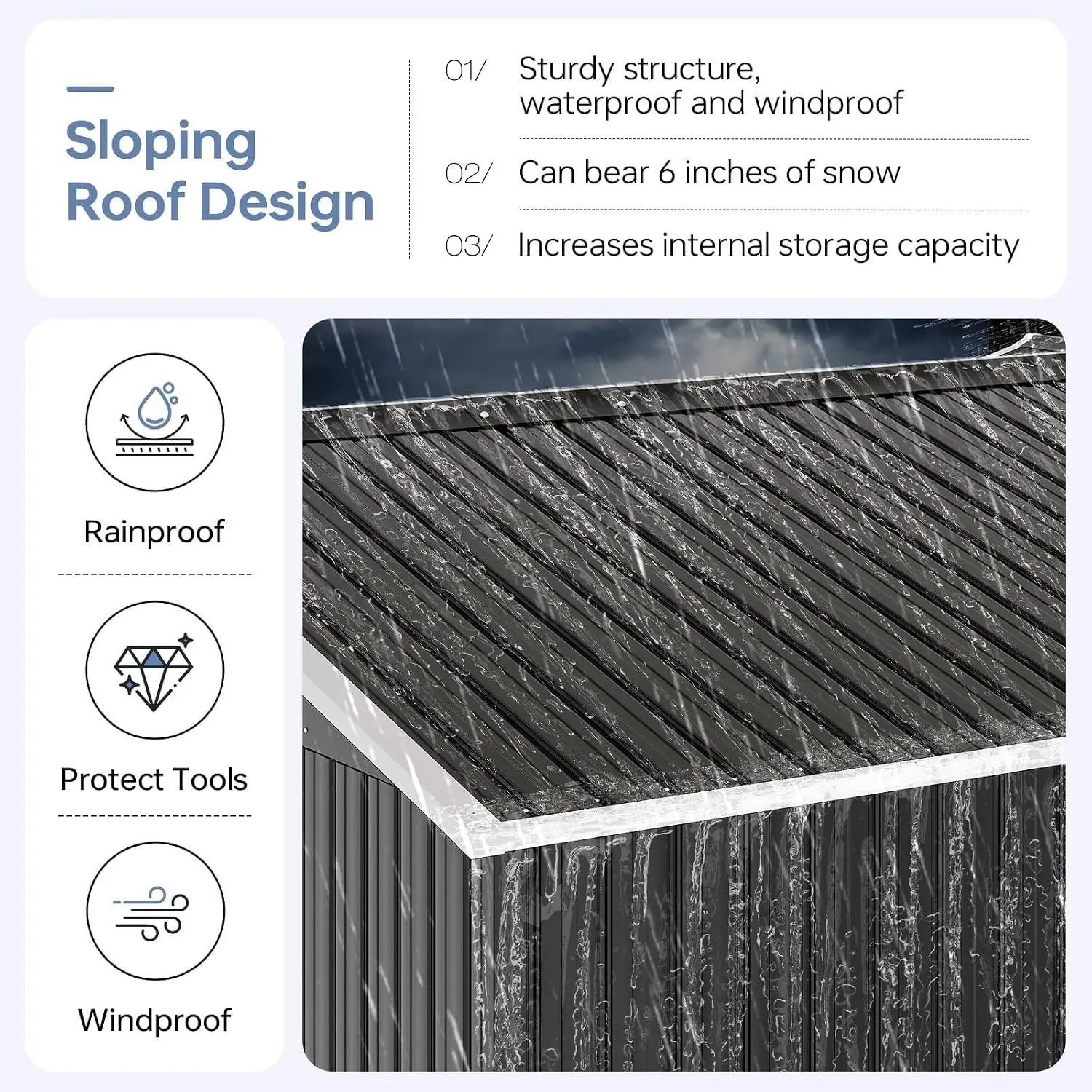 6x4FT Outdoor Storage Shed Waterproof Garden Tool House Backyard Organizer, Customized - view 3