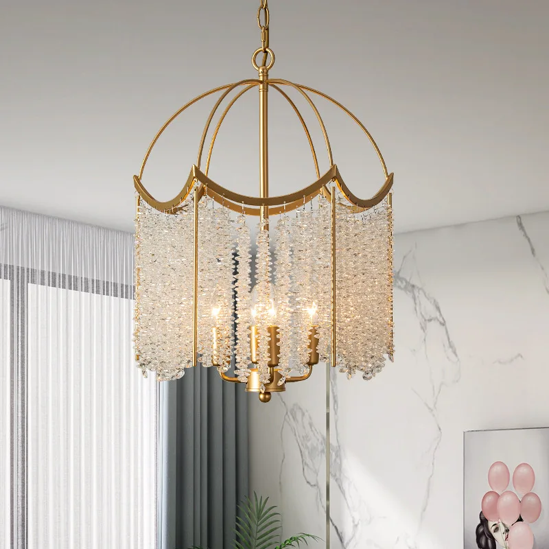 

American Crystal Chandelier Bedroom Room Lamp French Light Luxury Villa Retro Designer Tassel Crystal Restaurant Lamp