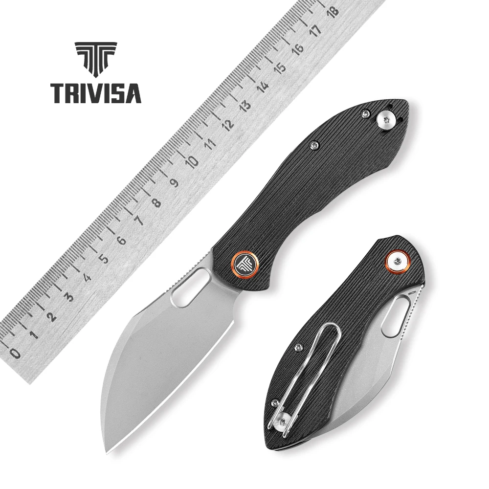 TRIVISA Pocket Folding Batwing Knife for Men 14C28N Steel Blade G10 Handle with Clip Cutter Outdoor Fishing Hiking Camping Tool