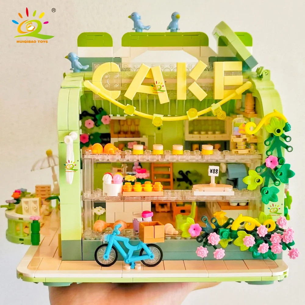 HUIQIBAO 1131PCS City Mini Cake Convenience Store Micro Model Building Blocks DIY Desktop Decoration Ornament Bricks Toys Adult