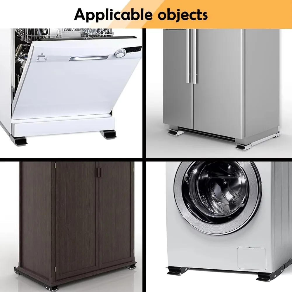 2PCS 24 Wheel Washing Machine Base Holder Movable Adjustable Refrigerator Universal Wheels 360° Rotation Furniture Moving Tools
