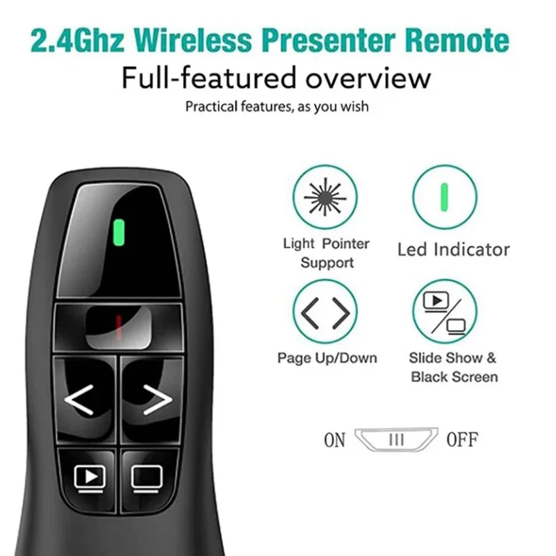 

1Pc 112 x 34.5mm Presentation Clicker 2.4GHz Wireless Pen USB Remote Control Flip Presenter Pointer PPT Slide Advancer Pen