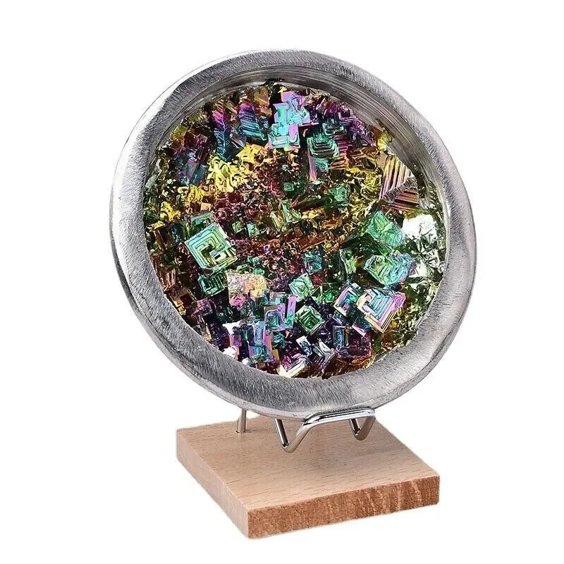 Bismuth ore cornucopia ornament, natural mineral with edge ore bowl bismuth crystal with base ore, wholesale by