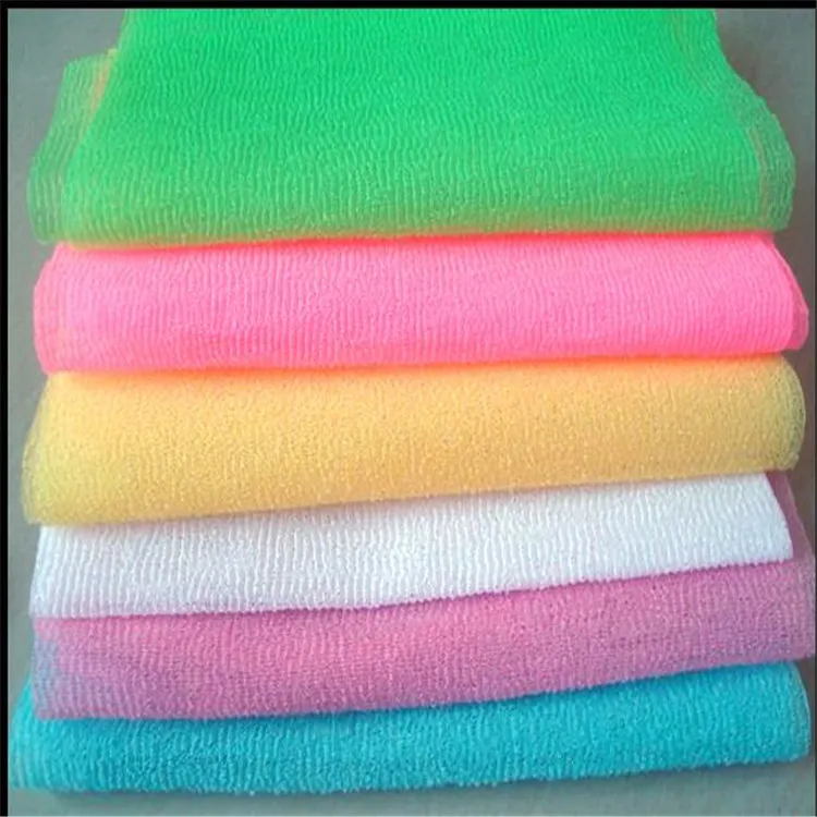 Knitted Nylon Fabric Bath Towel, Shower Scrubbing Towel, Hard Washcloth, 6 Kinds Color, 2Pcs