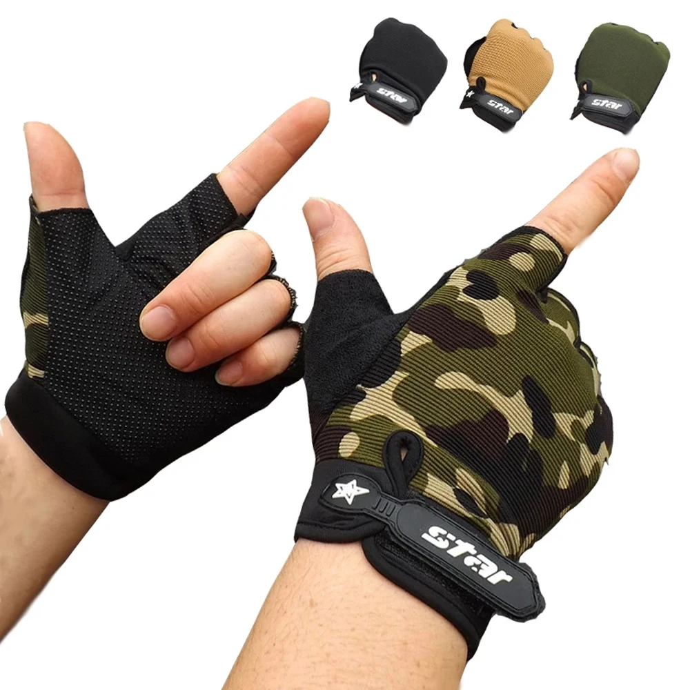 

1Pair Fingerless Camo GLOF Gloves Bike Sports Gloves for Men and Women Half Finger Anti-Slip Breathable golf gloves