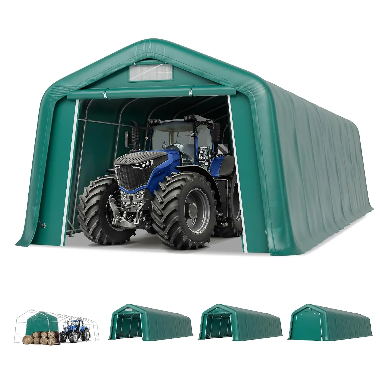 Canopy Shelter Gar ports Tent with Roll-Up Zipper Doors & Vents Waterproof, UV Resistant, Anti-Snow Farm Equipment Tents