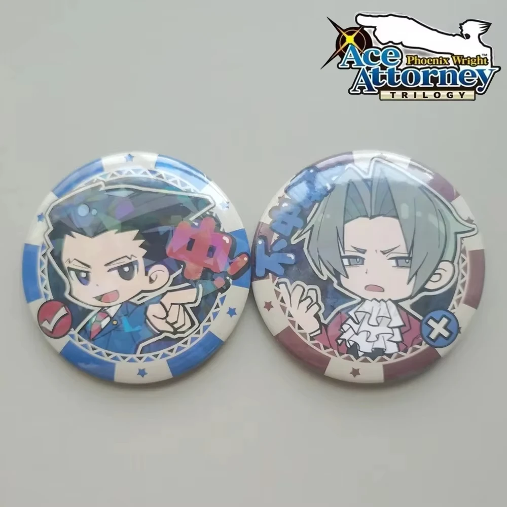 

Ace Attorney Phoenix Wright Athena Cykes, значок для косплея, мультяшная фигурка, металлические лазерные броши, одежда, украшение для рюкзака, булавки