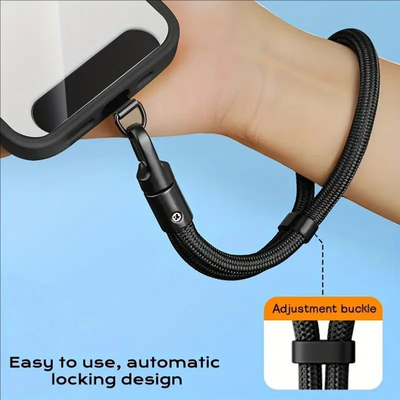 Adjustable Polyester Fiber Phone Lanyard Wrist Strap, 360° Rotating, Anti-Tangle Mobile Security Hand Strap