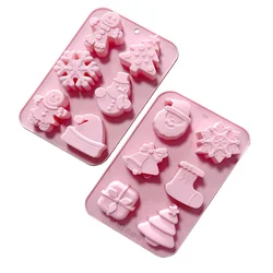 Soap Cake Molds 6 Christmas Tree Socks with Snowflakes Santa Claus Holiday DIY Baking Fondant Mold Wholesale Drop Shipping