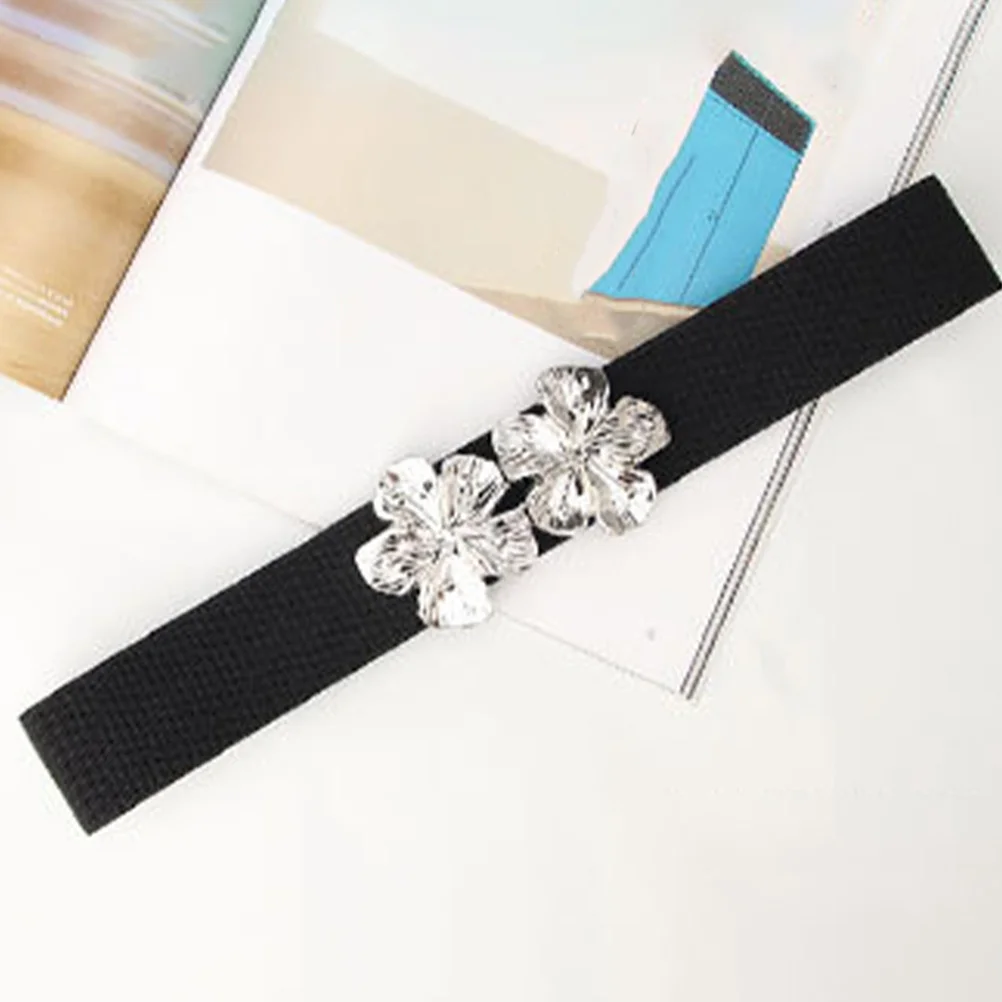 

2Pcs Elastic Waist Belt for Women Vintage Wide Stretch Cinch Belt Floral Buckle Dress Casual Fashion Accessories