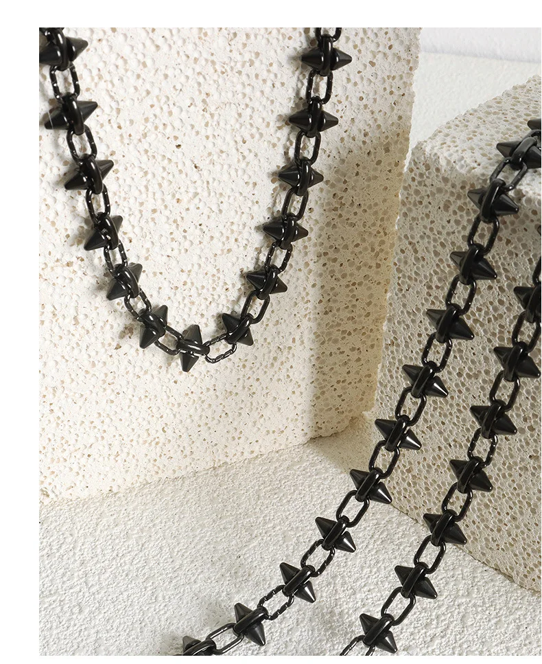 Schwarz Silber Farbe Spike Halskette Für Frauen Männer Hip-hop Rock Punk Stil Edelstahl Hals Kette Halsketten Paar schmuck Geschenk – Detail 7