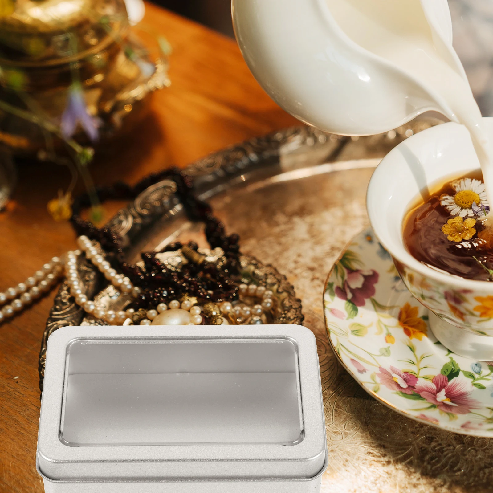 

Small Rectangle Portable Metal Storage Box Empty Metal Box Smooth Surface Safe to Hands Clear Window Lid Ideal for Tool Beads