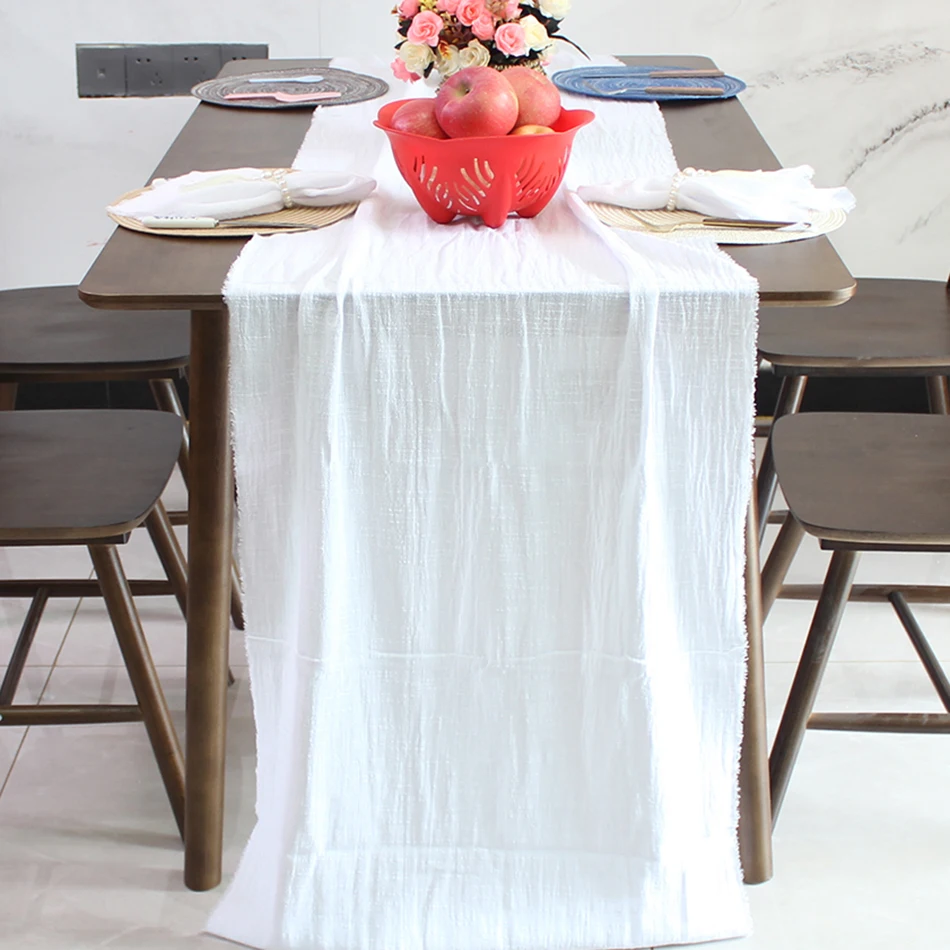 

Reusable Durable Cotton Gauze Table Runner Stone Washed Linen-like Bamboo Cheese Cloth for Party Wedding Christmas Decor