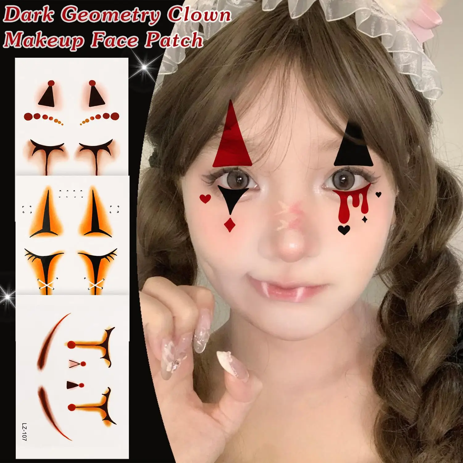 Joker Halloween Temporary Tattoo Face Makeup Sticker Waterproof Realistic Tattoo Sticker Last Long Tattoo Cosplay Party Makeup