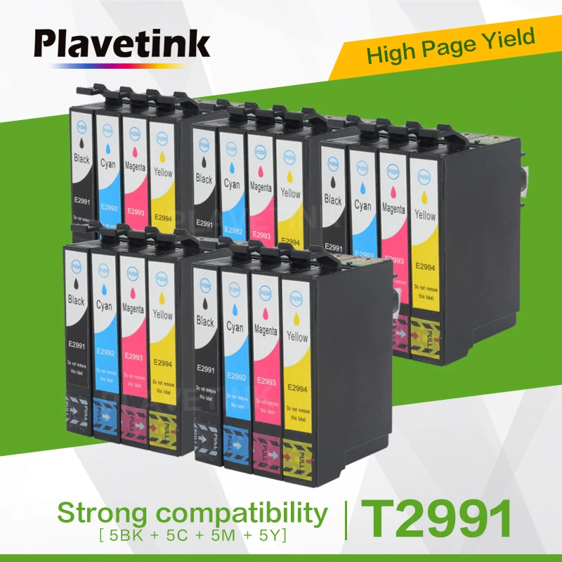 Plavetink-cartucho de tinta para impresora Epson, recambio de tinta Compatible con Expression Home T2991-T2994, XP-235, XP432, XP-332, 29XL, XP-335, 5 unidades