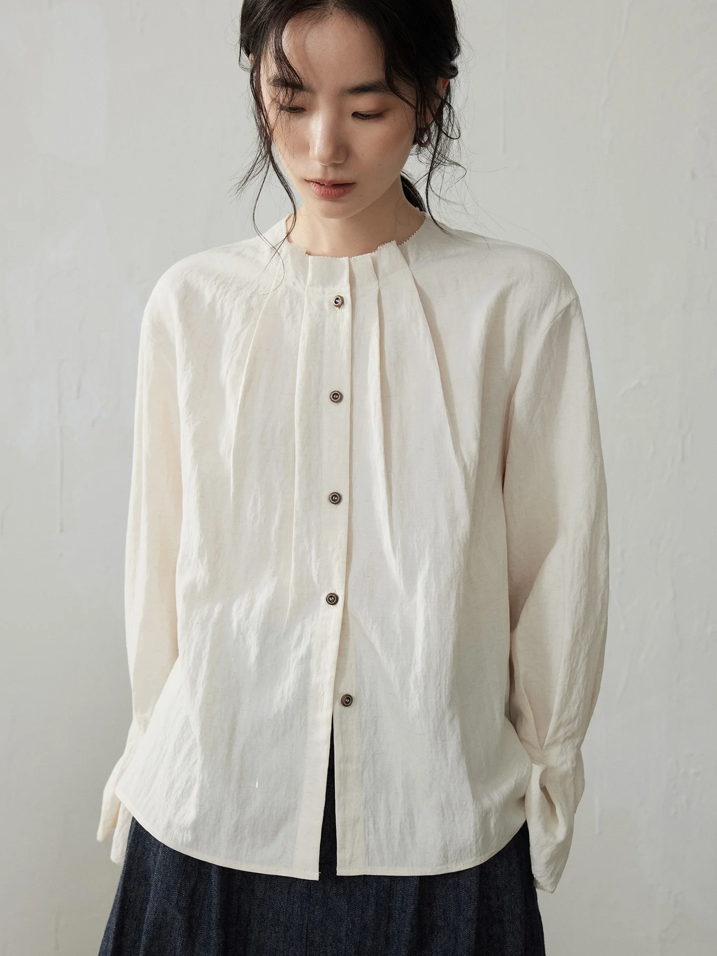 

Nom Gabriel Шерстяной Long Sve irt Design Sensation Commute Деревянный Белый Хлопок и Смесь из Регенерированного целлюлозного волокна для женщин...