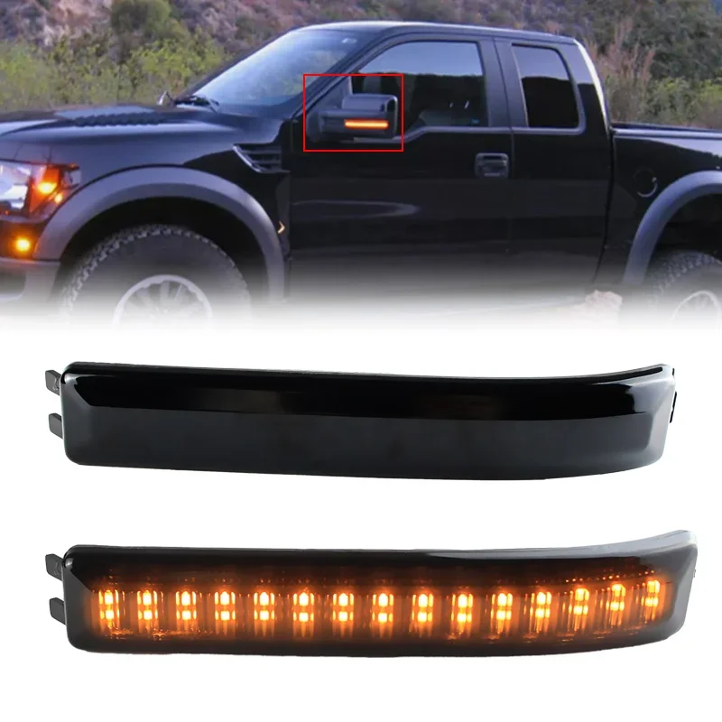 

2pcs For Ford F150 2009 2010 2011-2014 Raptor SVT 2010-2014 LED Side Mirror Lamp Amber Side Rearview Dynamic Turn Signal Lights